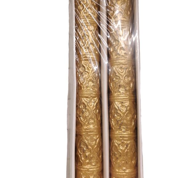 Vintage Gold Candles Metallic 12 Inch Candles Christmas Candles Table Decor - Picture 9 of 14